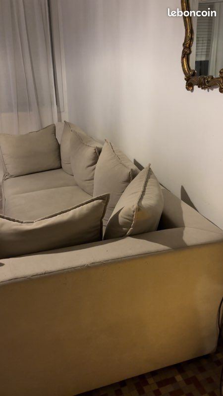 Canapé angle beige convertible (image 3)