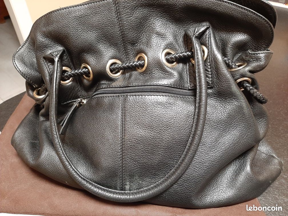 Sac en cuir noir "ETRIER" (image 4)