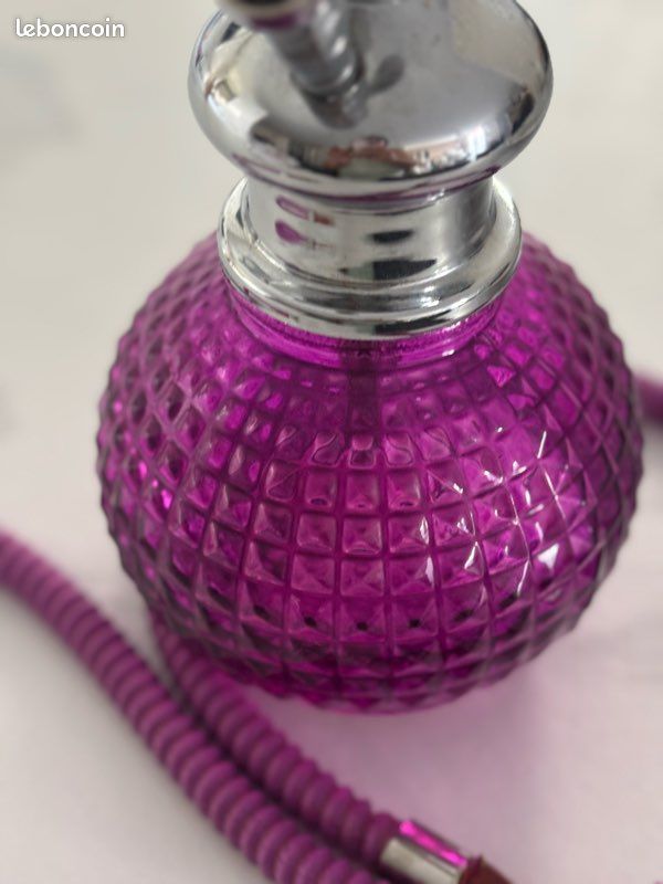 Chicha violette en verre design + tuyau assorti (image 3)