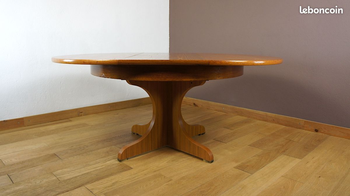 Table de Salle à Manger Ronde & Pied Central Vintage 1960 (image 1)