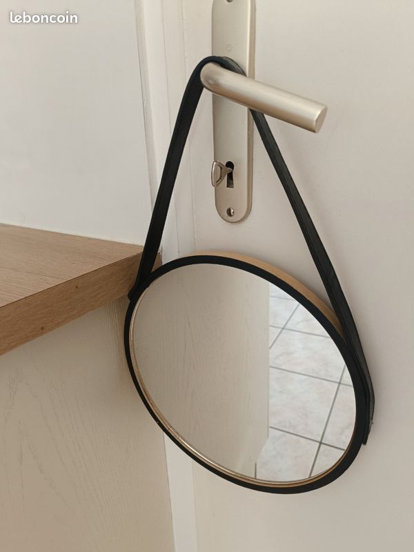 Miroir rond bois (image 1)