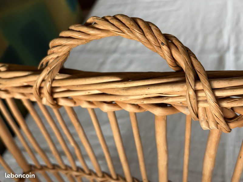 Panier ancien Osier Rotin Vintage french basket 25cm diamètre