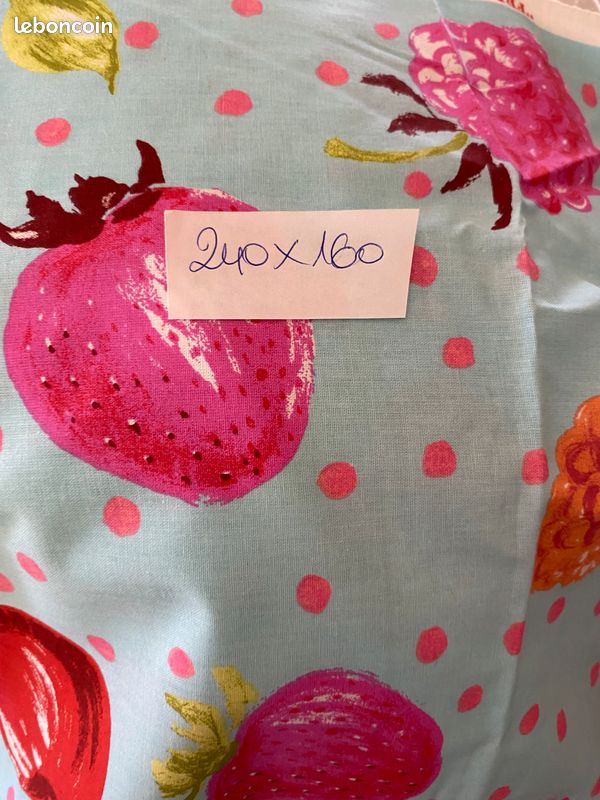 2 Jolis coupons coton fruits rouge 240*160 et 140 *160 cm (image 2)