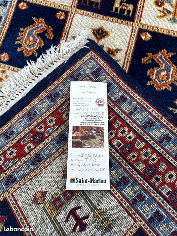 Tapis indien fait main 160cm x 93cm (image 5)
