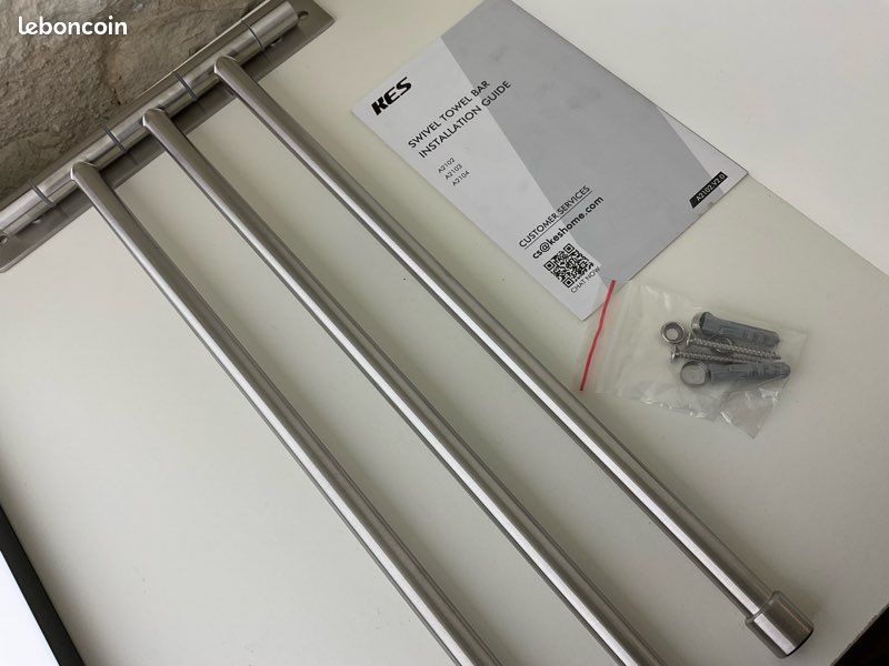 Barre Porte-serviettes Pivotante à 3 Bras - En Acier Inoxydable, Rotation 180°, Fixation Murale, Pour Salle De Bain