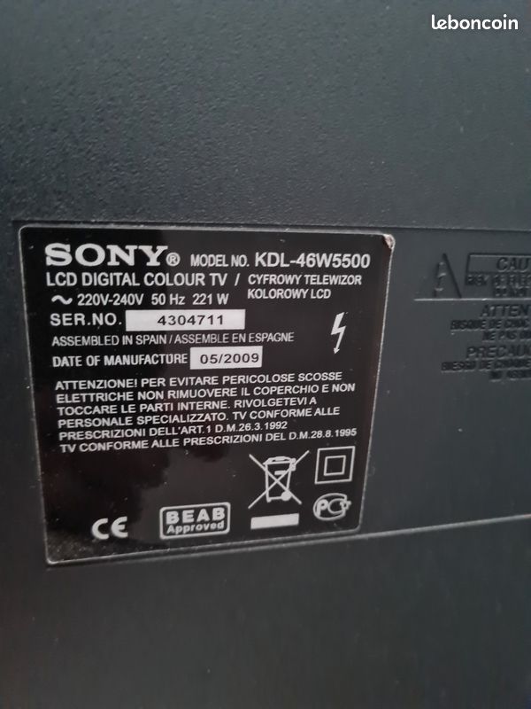 Téléviseur SONY 46' (image 3)