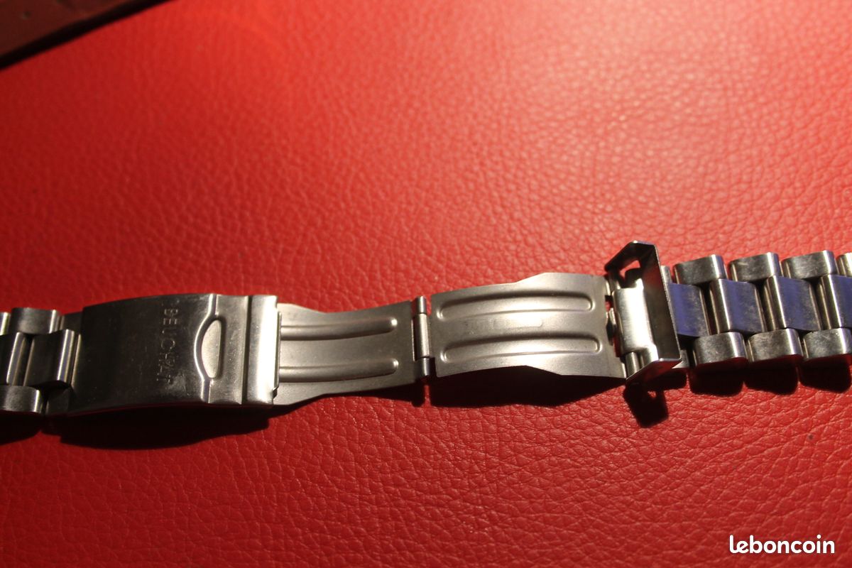 Ancien gros bracelet acier montre Beuchat 115 grammes 20-22 mm (image 3)