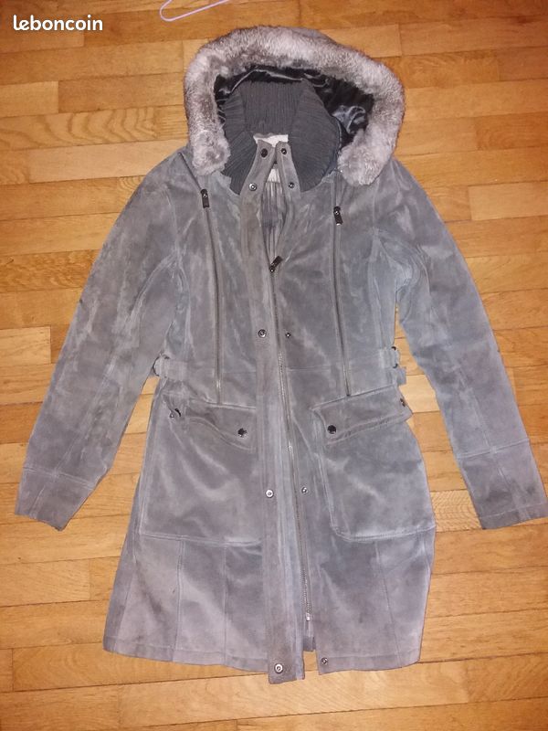 Manteau en daim véritable avec capuche (image 1)