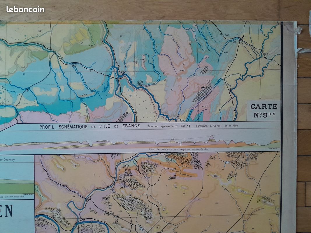 PS2 Ancienne carte scolaire Hatier Les régions naturelles de France - N°9 -9Bis (carte double) Bassin Parisien par Paul Kaeppelin (image 20)