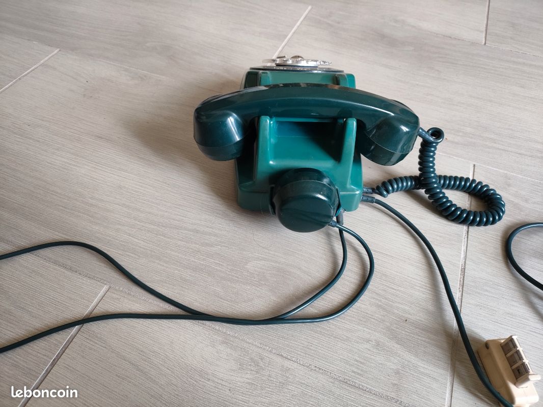 Téléphone Vintage Comoc à Touches - Bleu Canard - Fabriqué En France (occasion)
