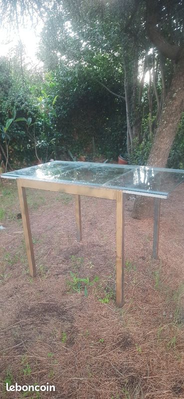 Petite Table Extensible plateau Verre et structure Métal (image 11)