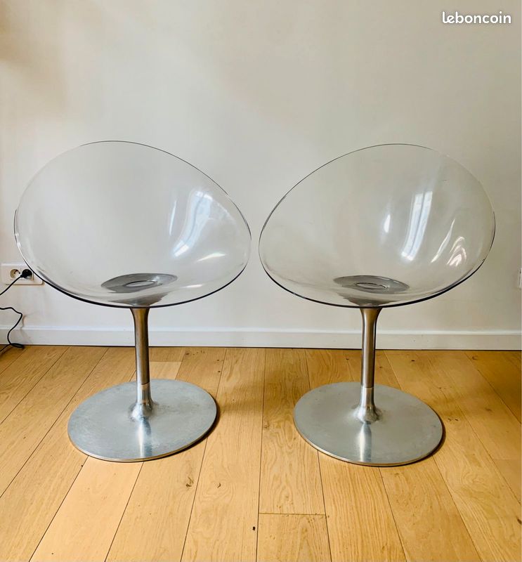 2 chaises Fauteuil œuf Ero's Kartell Philippe Starck. Design Italie (image 1)