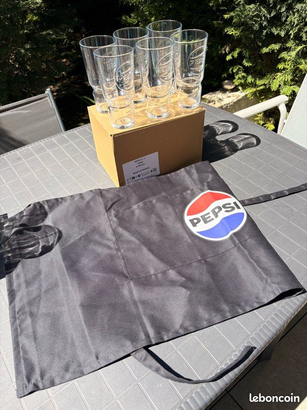 6 verres pepsi + 1 tabliers de serveur pepsi ( neuf ) (image 1)