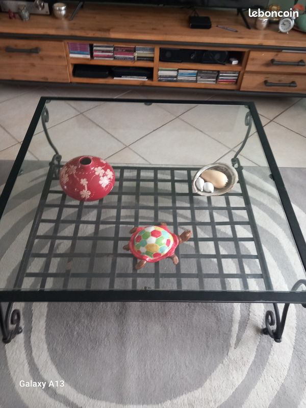 Table basse en verre et fer forgé (image 2)
