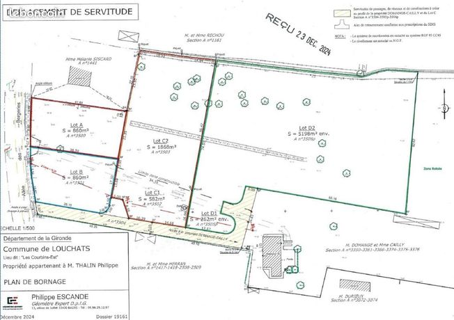 Terrain 860 m² Louchats