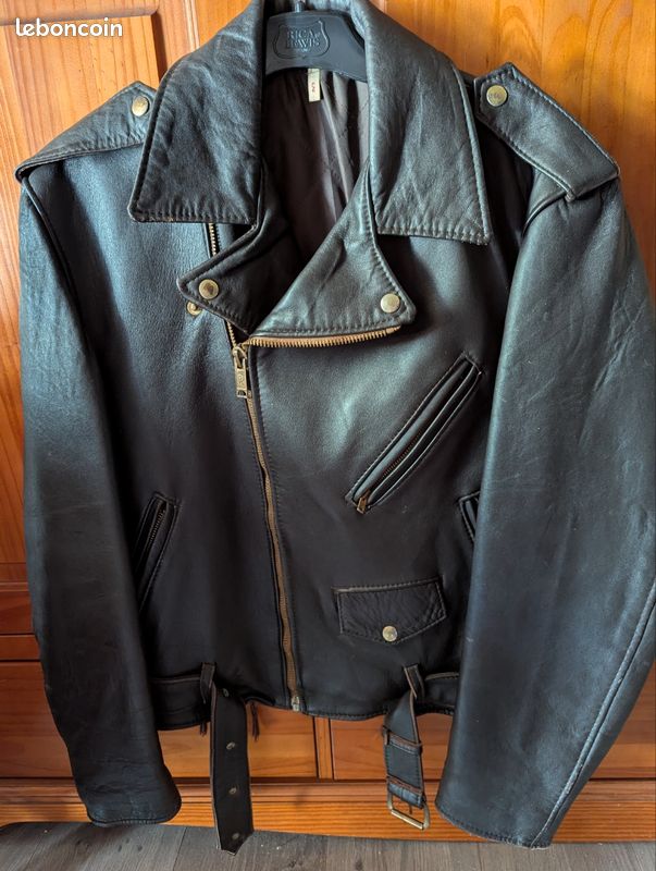 Perfecto Vintage Années 80 Cuir Véritable Marron - Fabriqué à Paris.Taille M (image 1)