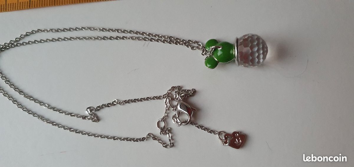 Pendentif grenouille verte crapaud chaine argent cristal swarovski (image 2)