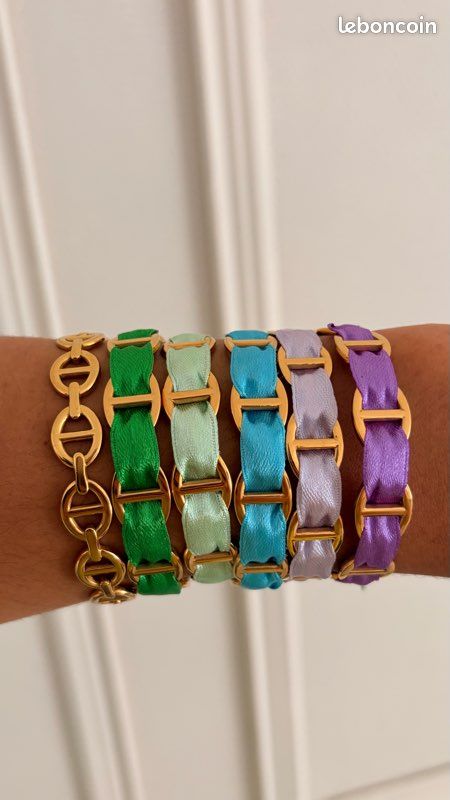 Jonc bracelet tissus été tendance acier inoxydable (image 2)