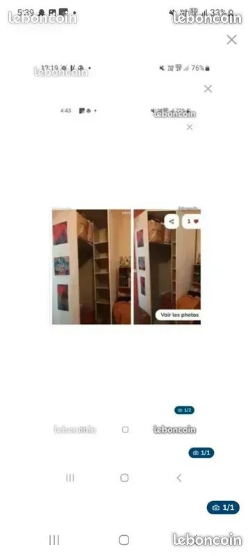 Je vends cette armoire d'angle, idéale pour optimiser l'espace de votre chambre tout en offrant un rangement pratique. - Type de produit : Armoire d'angle - Pièce : Chambre Petit prix 35e (image 1)