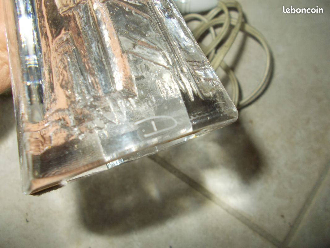 Pied de lampe sculptural Daum cristal design années 70 | Selency