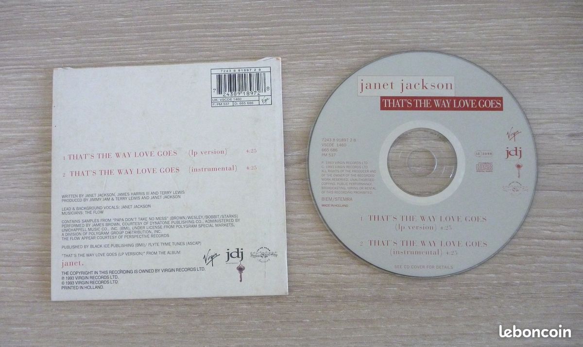 CD JANET JACKSON That's the way love goes, musique Pop Single 2 titres - TBE (image 2)