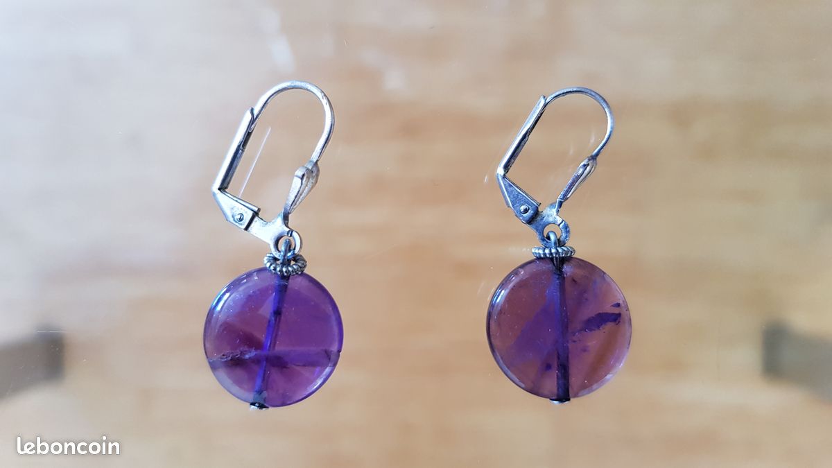 Boucles d'oreilles en améthyste naturelle (image 3)