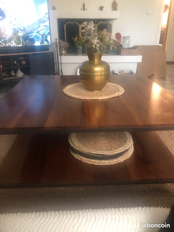 Table basse en bois massif et pieds en fer forgés (image 5)