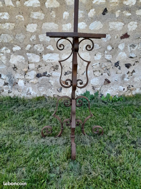 Lampadaire avec abat-jour ancien fer forgé fabrication artisanale (image 5)