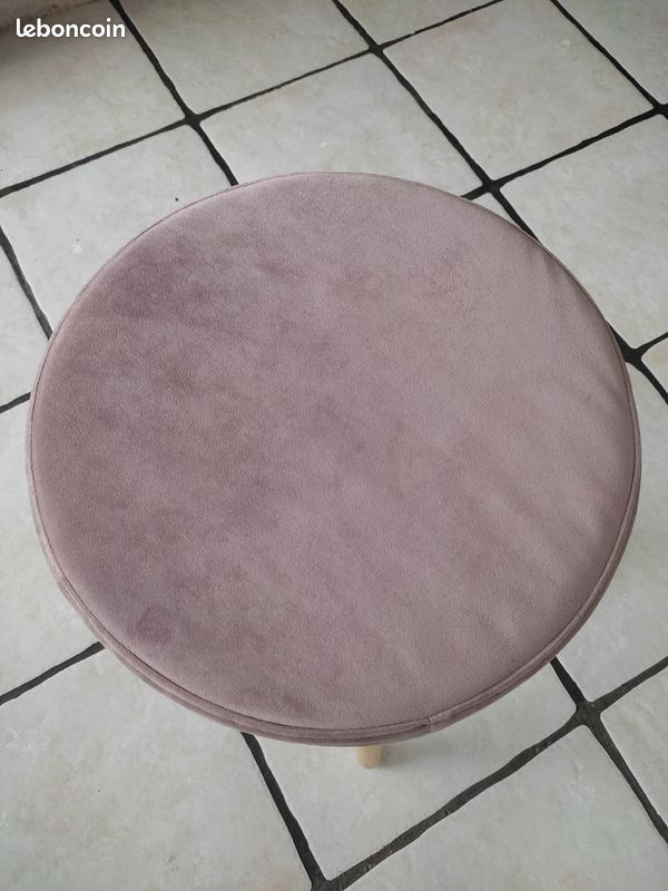 Tabouret velours rose (image 1)
