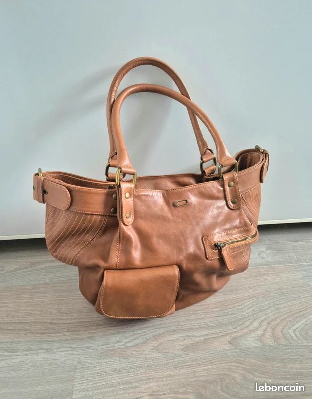 Sac cabas Fisherboy Camel en cuir Ikks Accessoires Bagagerie