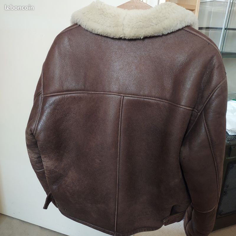 Blouson bombardier cuir peau lainée L (image 14)