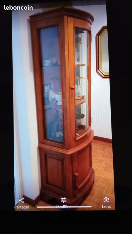 Meuble vitrine bois et verre merisier (image 2)