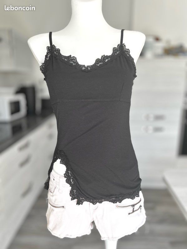 Débardeur Misia Paris Pailleté Vintage Y2K - Noir Taille M, état 9/10