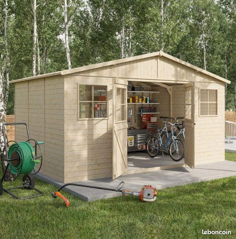 Abri de jardin 14,77 m² en pin du nord FSC Abri jardin bois (image 2)