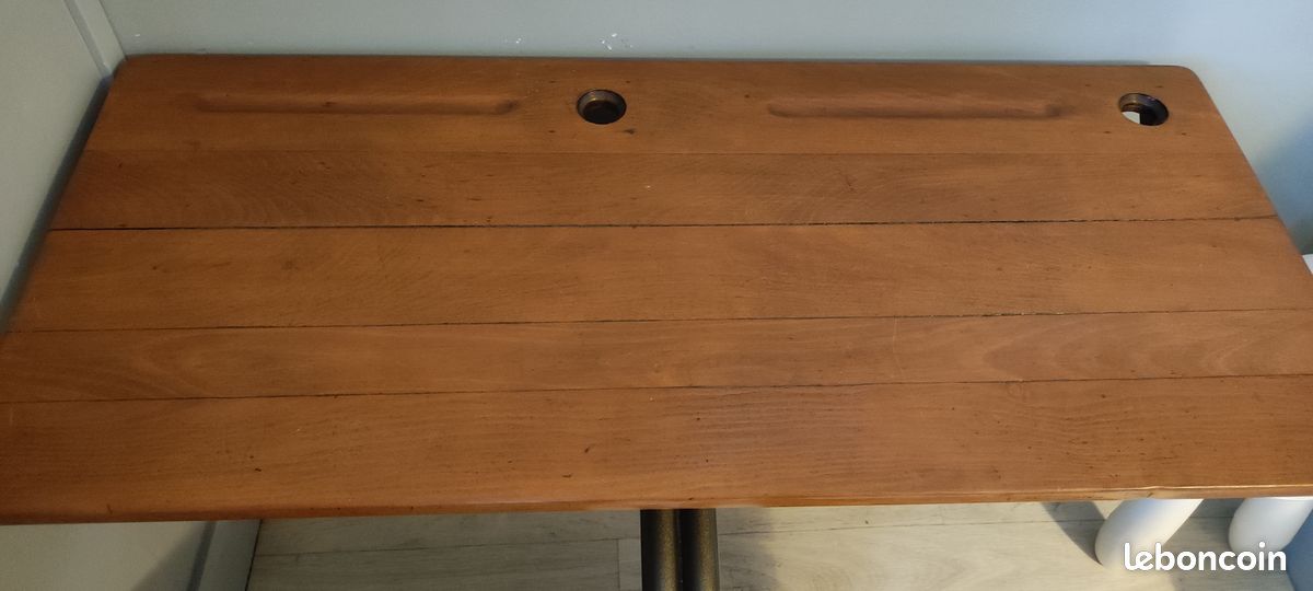 Bureau école vintage bois (image 2)