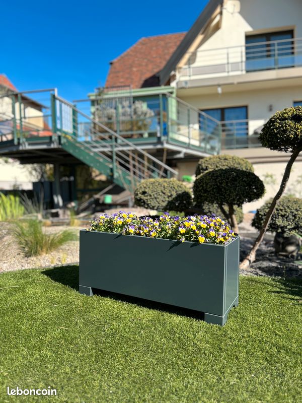 Jardinière, bac à fleurs, bac potager, alu Gris Anthracite 59 cm (image 1)