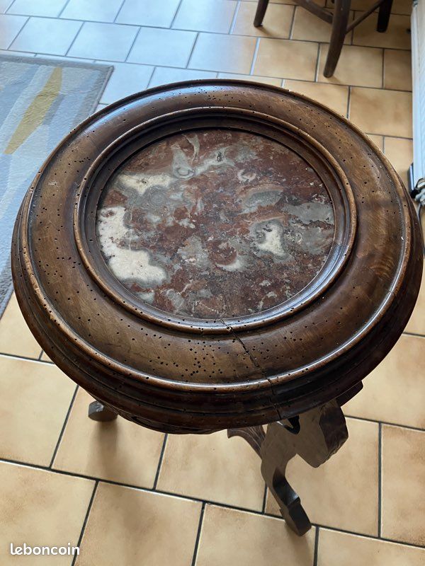 Guéridon ancien bois et marbre (image 4)