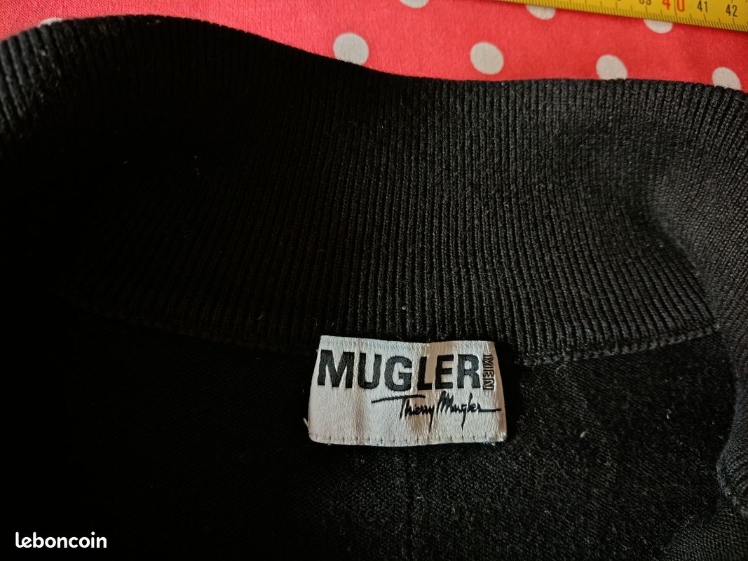 Pull col camionneur noir Mugler Men Thierry Mugler 100 % coton très bon état taille L (image 1)