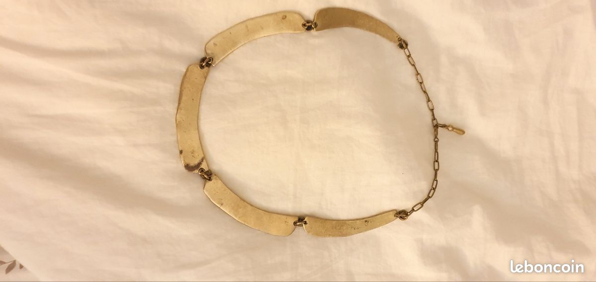 Sautoir (collier Long) En Bronze Signé M. BUFFET - Bijou Vintage Et Original