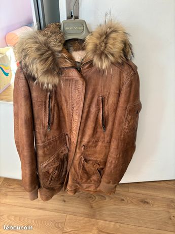 Veste En Cuir D'agneau Vintage Oakwood - Taille S - Marron - État Parfait Occasion