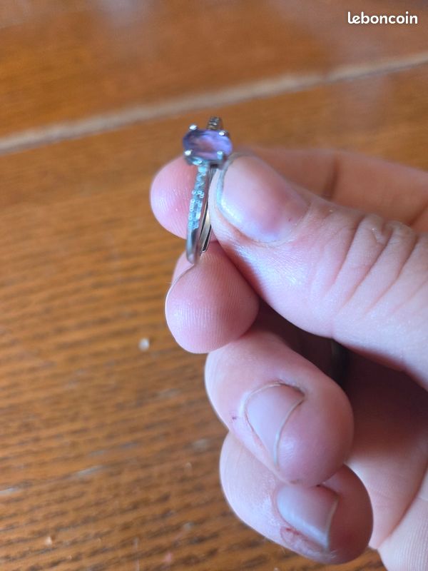 Bague 💍 avec une pierre minérale améthyste (image 3)