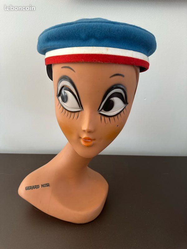 Casquette vintage tricolore en feutre – Style uniforme / fanfare / rétro (image 2)