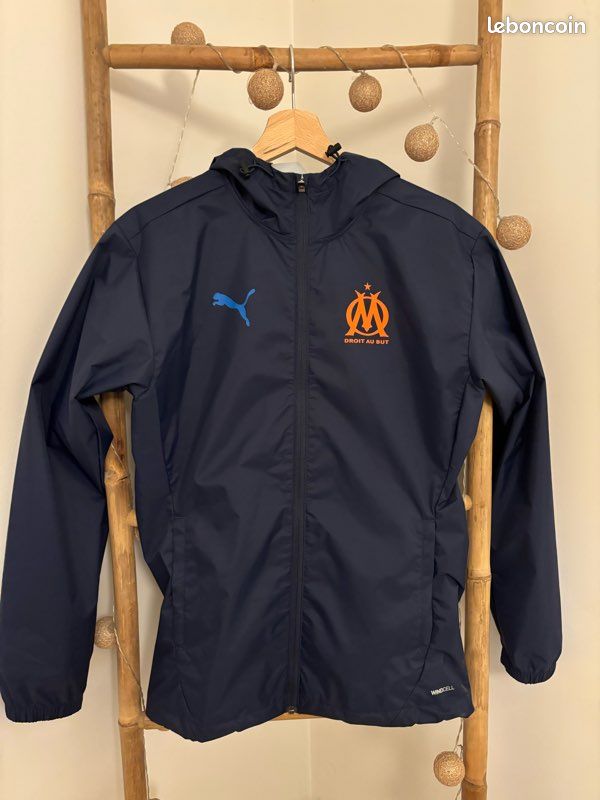 Veste Officielle Olympique De Marseille OM – Collection Supporter, Polyester, Taille Enfant 4 à 14 Ans
