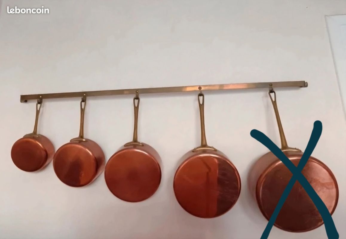 4 casseroles en cuivre etames - Arts de la table