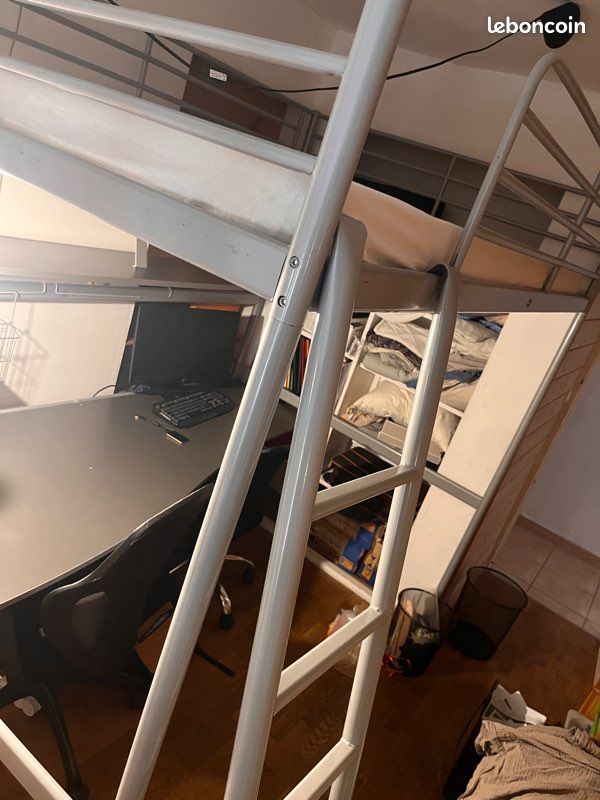 Lit mezzanine 2 places métallique avec bureau IKEA (image 3)