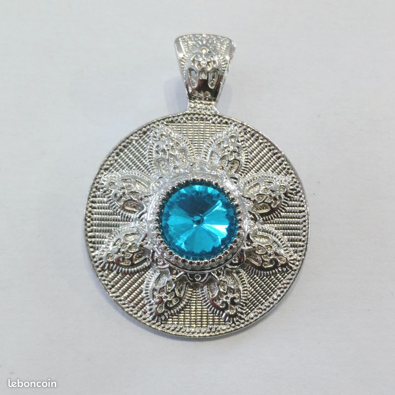 Pendentif d'aigue-marine en argent sterling - Crystal Dreams World
