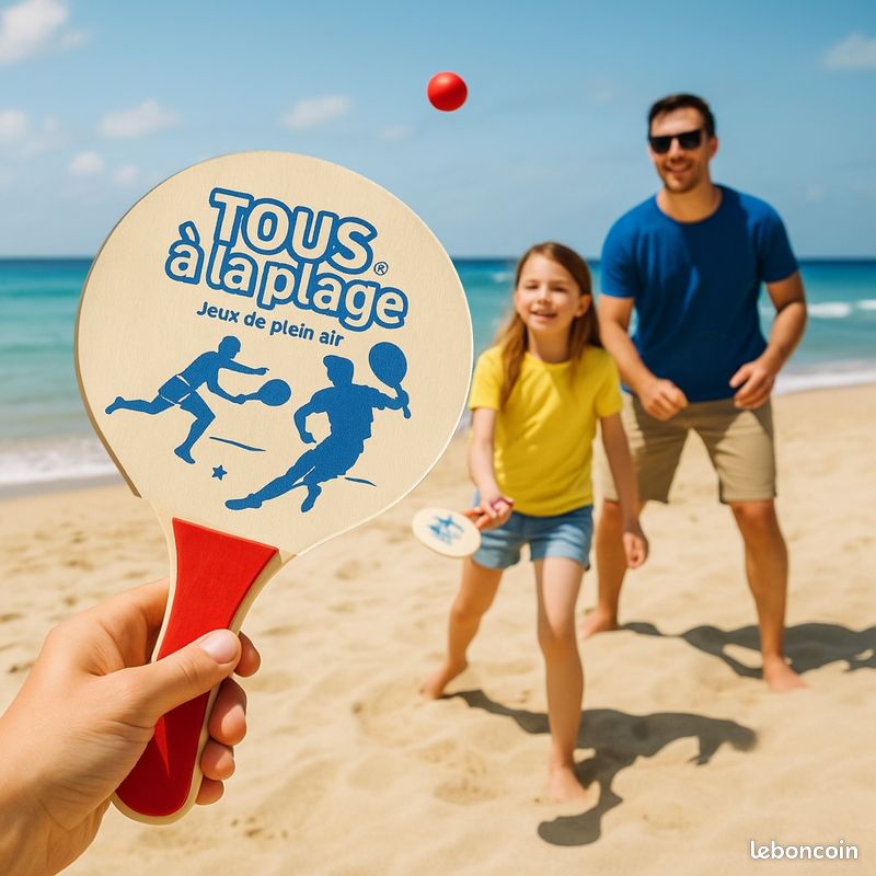 Jeu de boules de paddle de plage livré avec 2 palettes en bois Poignée en plastique et 1 balle dans un sac en filet Plage Jouez à des jeux familiaux - 2026