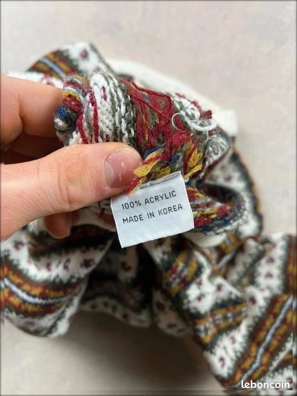 Pull Vintage Claybrooke Homme - Taille XL, Marron, Laine Mélangée, Motif Abstrait Géométrique, Années 90, Corée