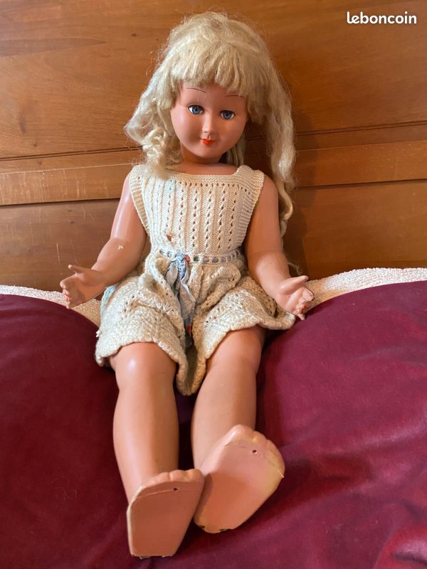 Poupée Ancienne 34 Cm R&B En Caoutchouc Plein Des Années 40-50, Vintage