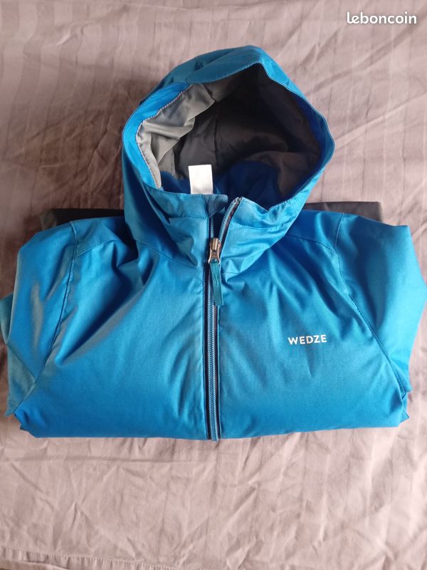 Veste de ski enfant chaude et impermeable wedze 100 bleue Vêtements